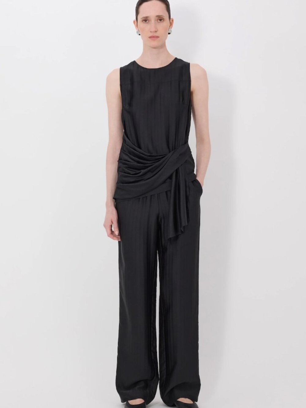 Loulou De Saison Fonda Draped Top and Kadala Silk blend trousers